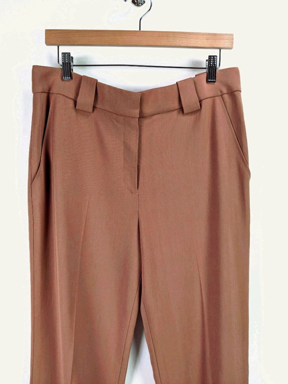 NWT - A.L.C. Flat Front Straight Leg Trousers Minimal Chic Tan Brown Size 8 - Picture 2 of 8